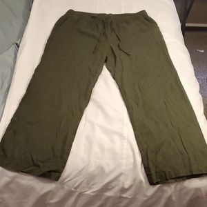Old Navy Linen Wide Leg Pants, Large, Grzn Grass (green)